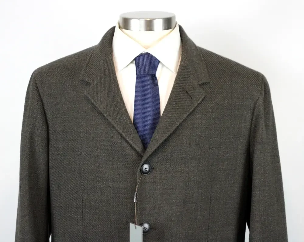 $1650 Canali Blazer 48 R (58 EU) Mens Brown Wool Cotton Nuvola Trim Sport Coat